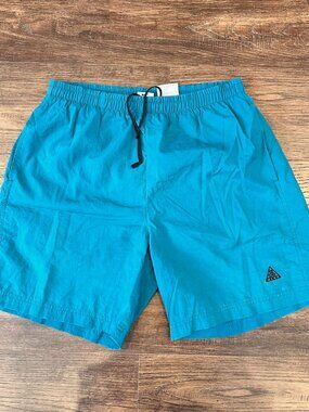 Vintage Nike ACG Turquoise Swim Trunks Board Shorts Drawstring Sz M Gorpcore
